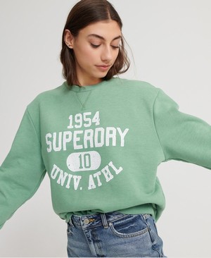 Superdry Classic Varsity Crew Női Pulóver Zöld | AOTUM9365